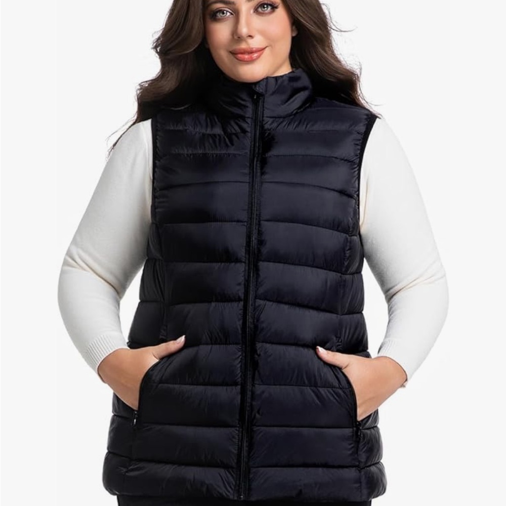 Black Quilted Puffer Vest - Sleeveless Zip Front